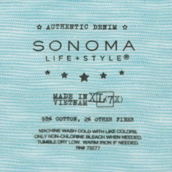 Sonoma Boys Size 7X Blue Green Striped Scoop Neck Tank Top - Picture 5 of 5